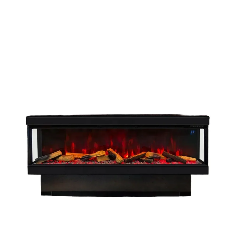 

50-Inch Electric Fireplace with LED Decor Flame Recessed Indoor 3-Sided Built-In Heaters for Home and Hotel Use