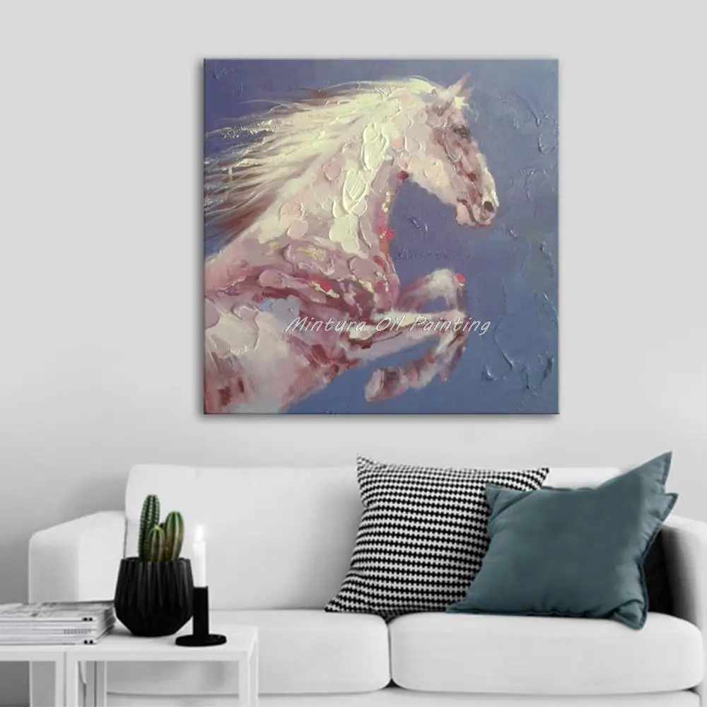 Mintura Handpainted Abstract Animals Oil Painting On Canvas,Handmade Horse Cartoon Pop Art Wall Picture For Kids Room,Home Decor