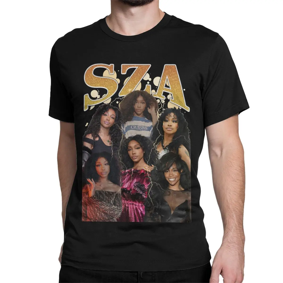 SZA Bling T-Shirt Men Women Rapper 90s Awesome Cotton Tees Crewneck Short Sleeve T Shirt Birthday Gift Clothing