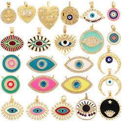 Nieuwe Stijl Ster Maan Kleurrijk Amulet Turkse Geluksvogel Boze Oog Charme Hanger, Ingelegde Zirkoon Sieraden Armband Accessoires L41