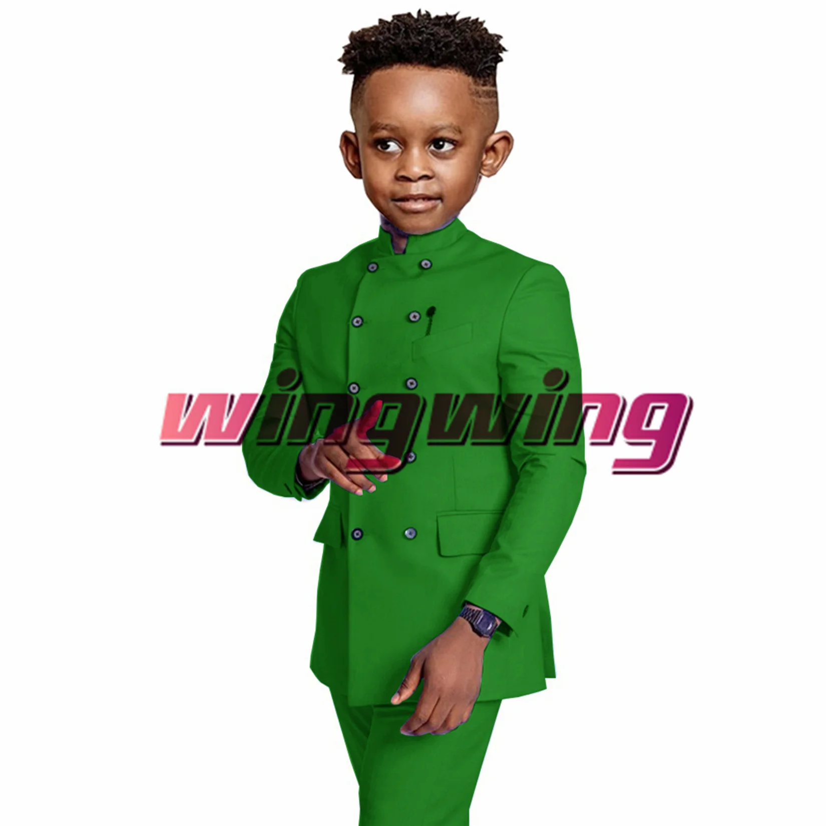 Indian Style Boys Suit Wedding Tuxedo 2-piece Set Double-breasted Jacket Pants Kids Custom Slim Clothes 2-16 Years Old