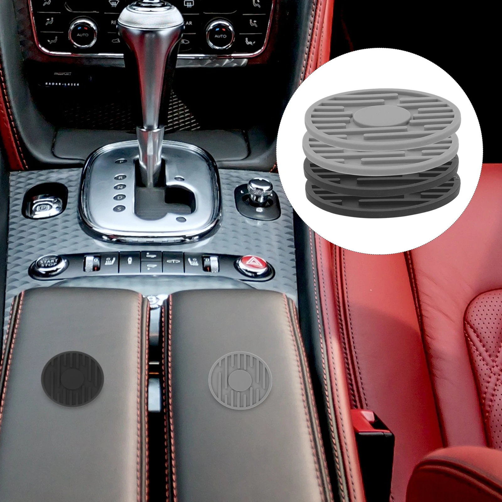 

4 pcs Anti-Slip Vehicle Silicone Drink Car Round Cup Auto Non-Slip Silicone Universal Design Portable For Car Interior Durable