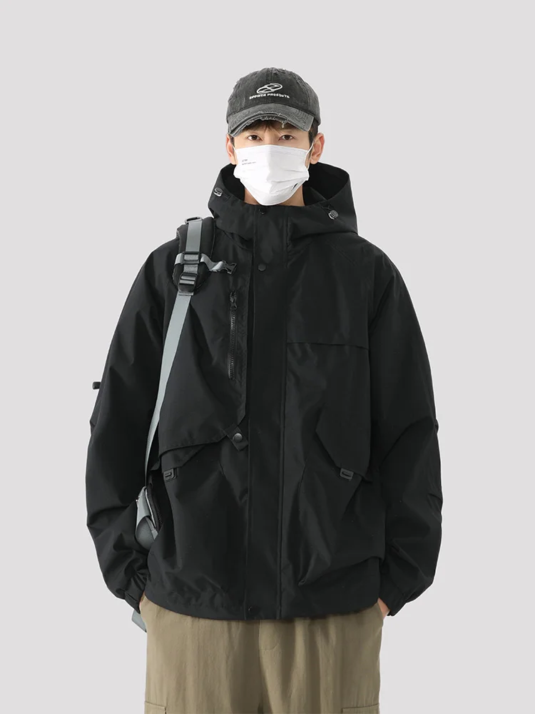 

Мужская повседневная уличная куртка с капюшоном, ветрозащитная, большого размера, весенне-осенняя рабочая одежда для отдыха, длинная застежка-молния на подкладке Fce