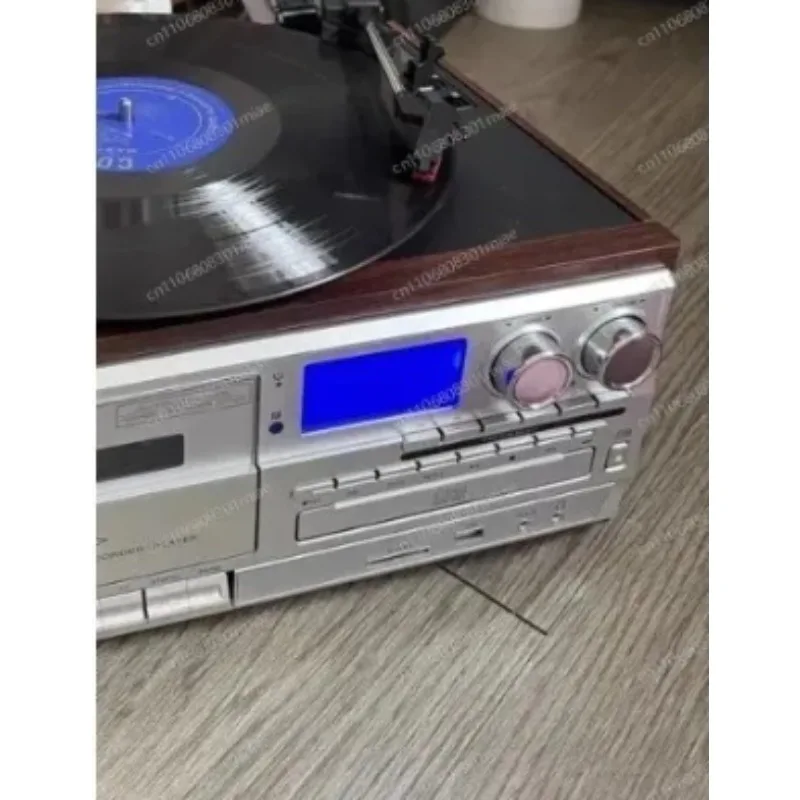 All-in-One Vinyl Record Player Bluetooth CD Cassette Stereo Vintage Desktop Audio System Home Decor Gift