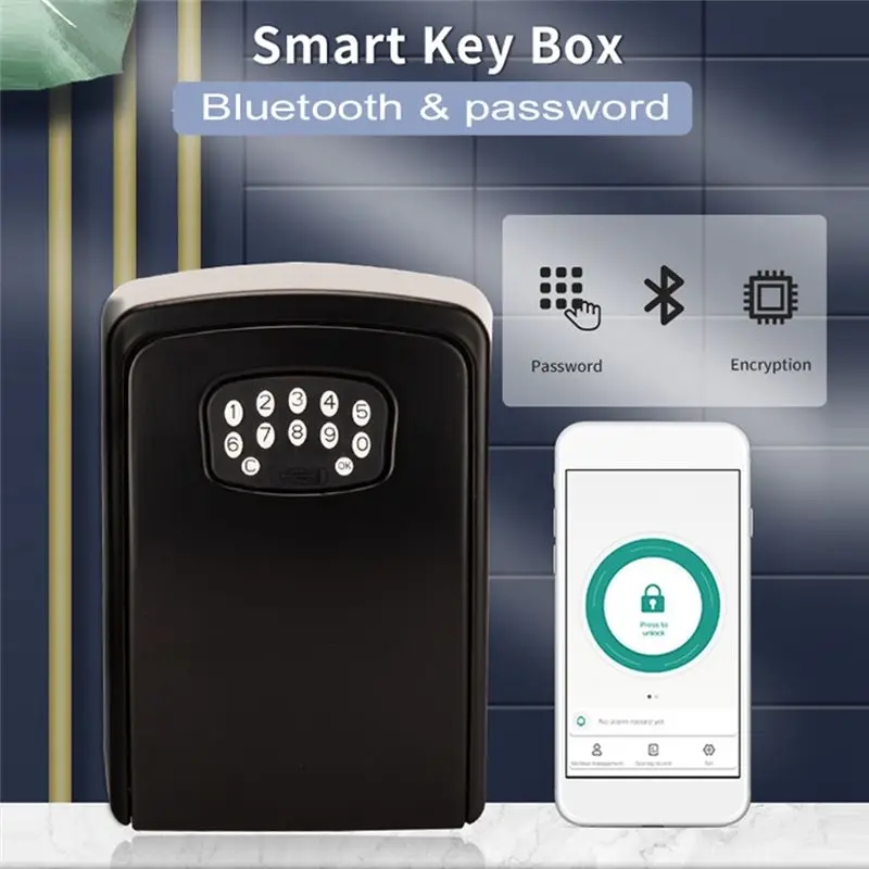 B68A TUYA Smart Key Box Bluetooth Storage Lock Box Smart Life App Wall Mount Security Lockbox