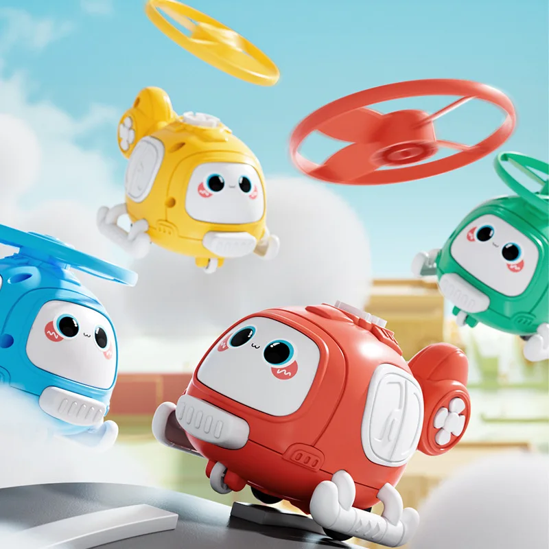 Avião Montessori para bebê menino Libélula de bambu helicóptero dos desenhos animados, brinquedo UFO, jogo ao ar livre, presente da criança, 3 anos