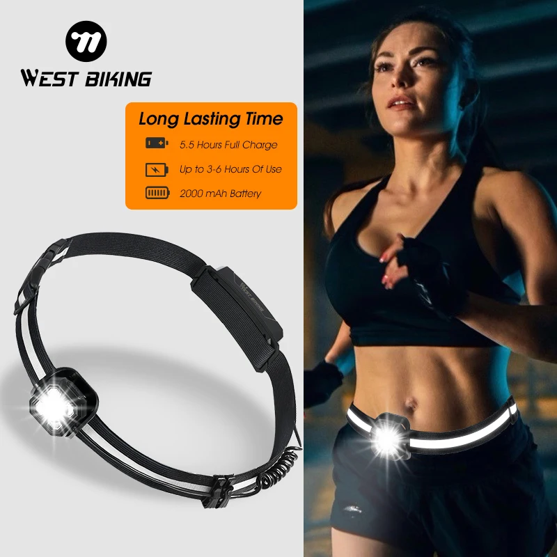 WEST BIKING Noite Correndo Luzes Recarregável USB Luz No Peito 500 Lumens Impermeável Ultra Brilhante de Segurança Ao Ar Livre lâmpada de Advertência