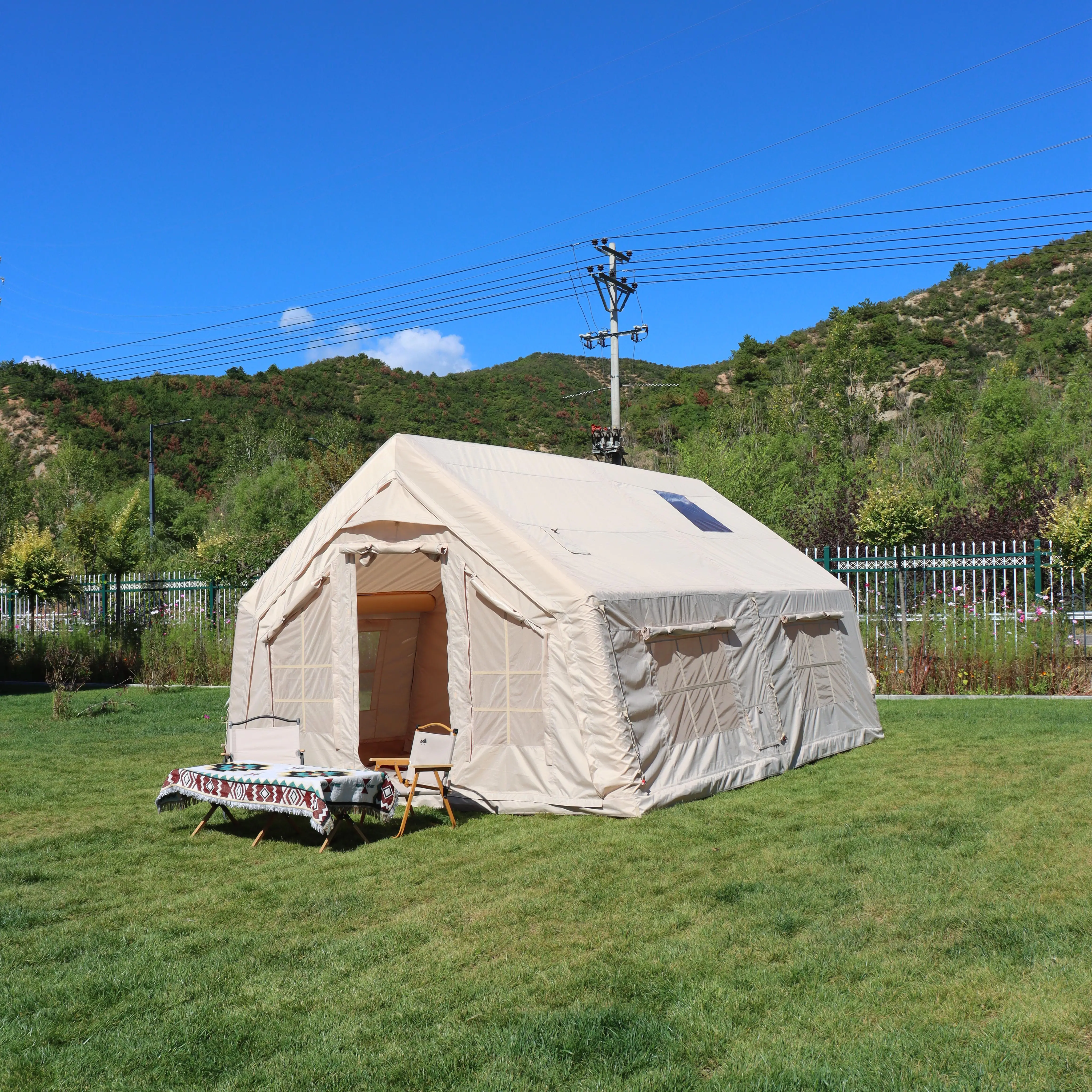 2024 Custom Multi Persons Camping Tent Waterproof Inflatable House Air Big Tent Outdoor Inflatable Camping House Tent