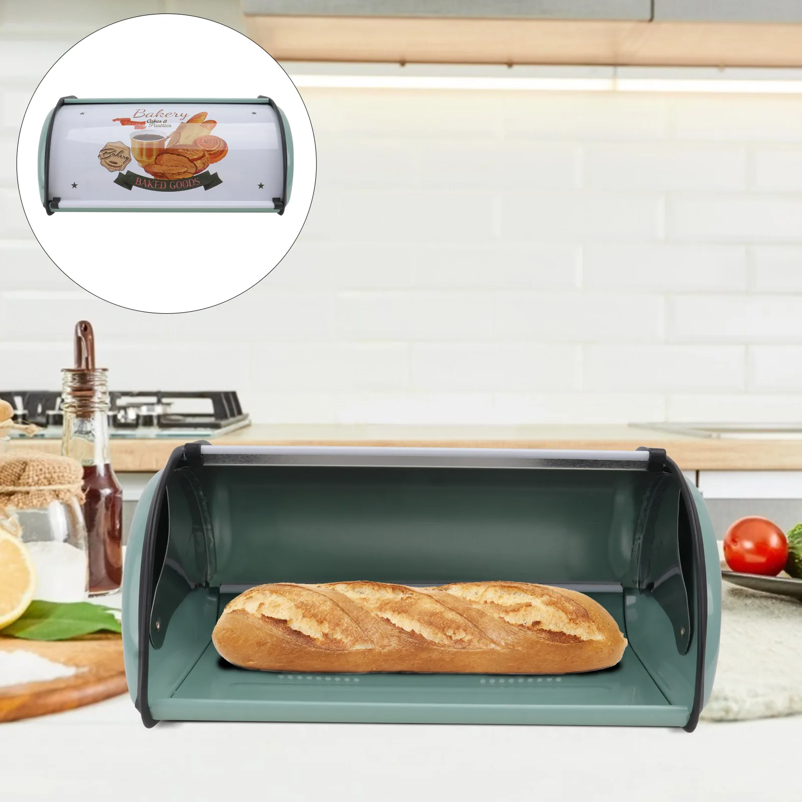 

Bread Storage Container Box Food Containers with Lids Organizer Blue Wrought Iron Boxes for