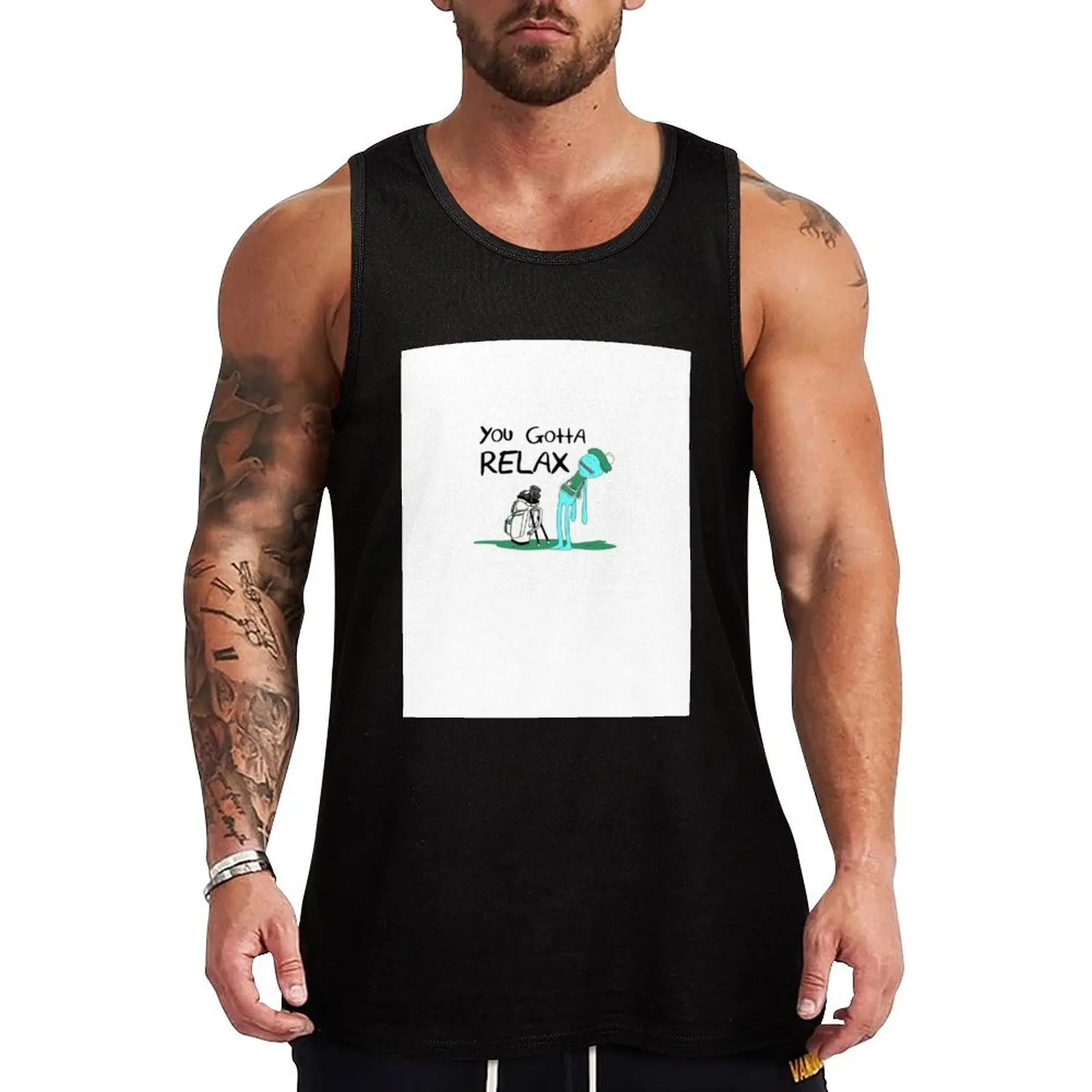 Mr. Meeseeks Quote T-Shirt - You Gotta Relax - White Tank Top Athletic Muscle Tank Top Workout Sleeveless Training