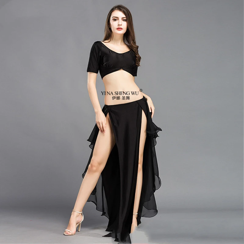 Kostium do tańca brzucha Czerwony top i spódnica dla kobiet Dzielona długa spódnica Dorosła orientalna odzież do ćwiczeń tańca brzucha