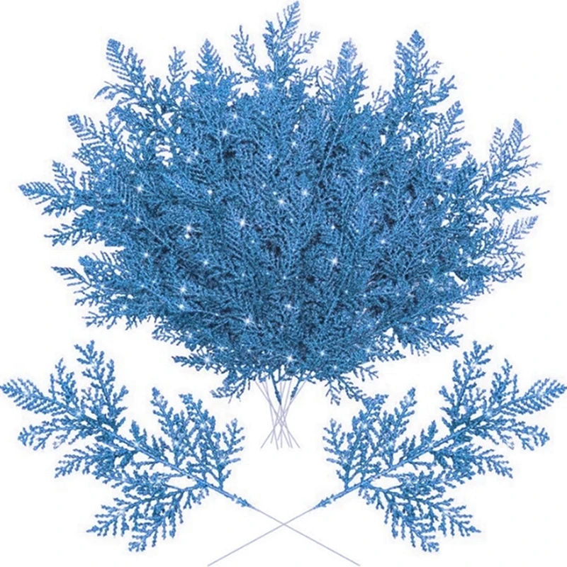 5/10 Stück Weihnachtsdekorationen, glitzernde Blätter, zum Aufhängen, Weihnachtsbaumschmuck, Kiefernzweige für 2026, Heimgeschenke, Dekoration – Detail 7