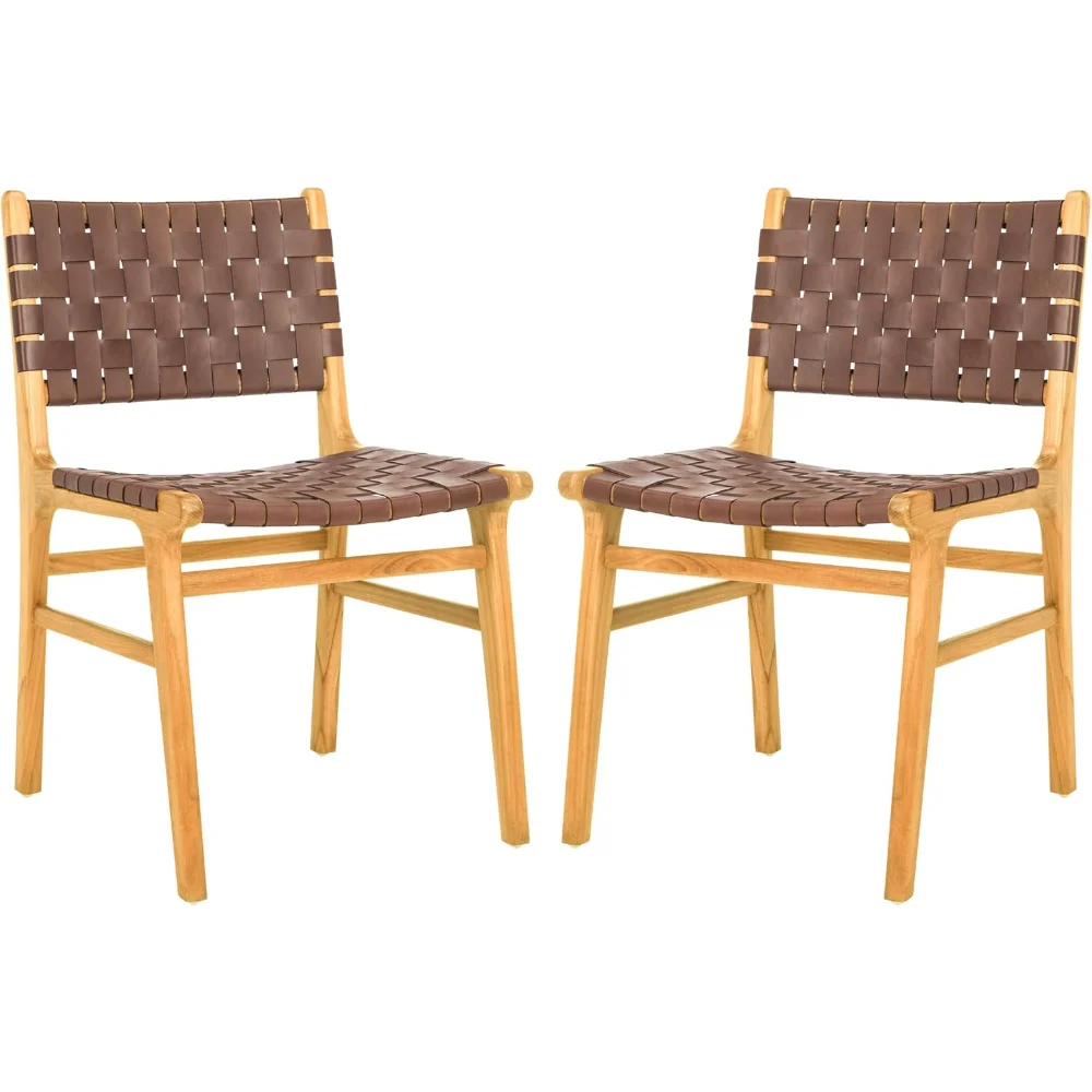 

Home Taika Cognac and Natural Woven Leather Dining Chair, Set of 2