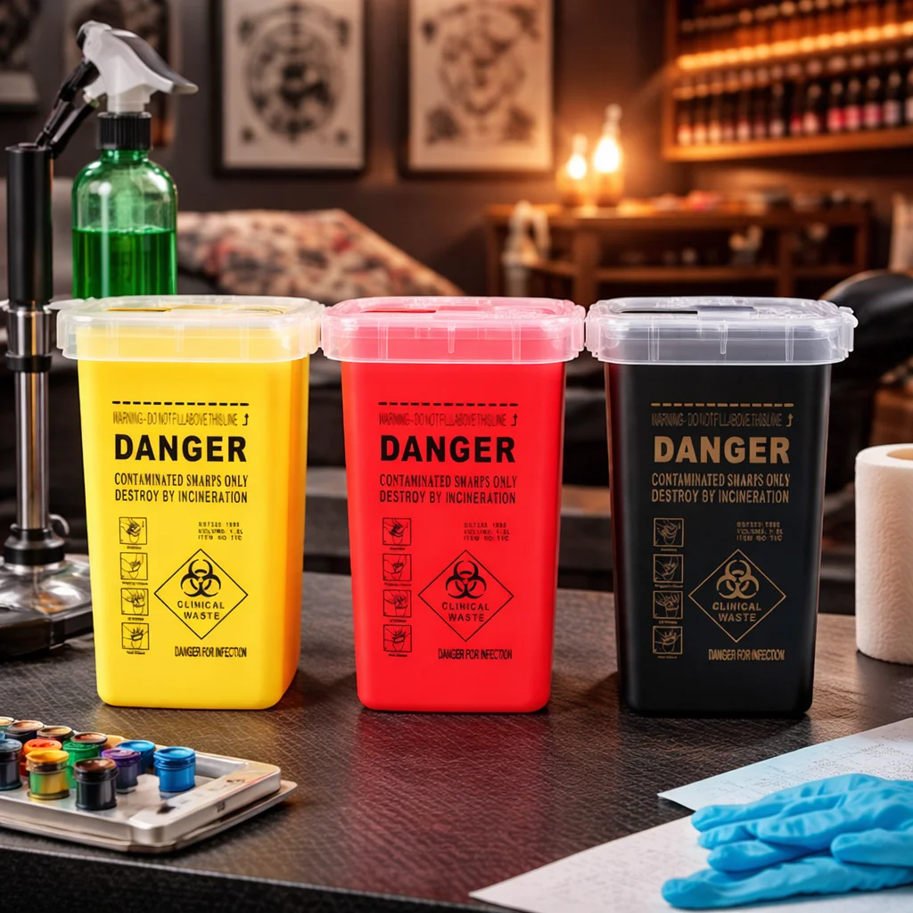 Audersigt 1 Pcs Tattoo Medical Plastic Sharps Container Biohazard Needle Disposal 1L Size Waste Box For Tattooing Artists
