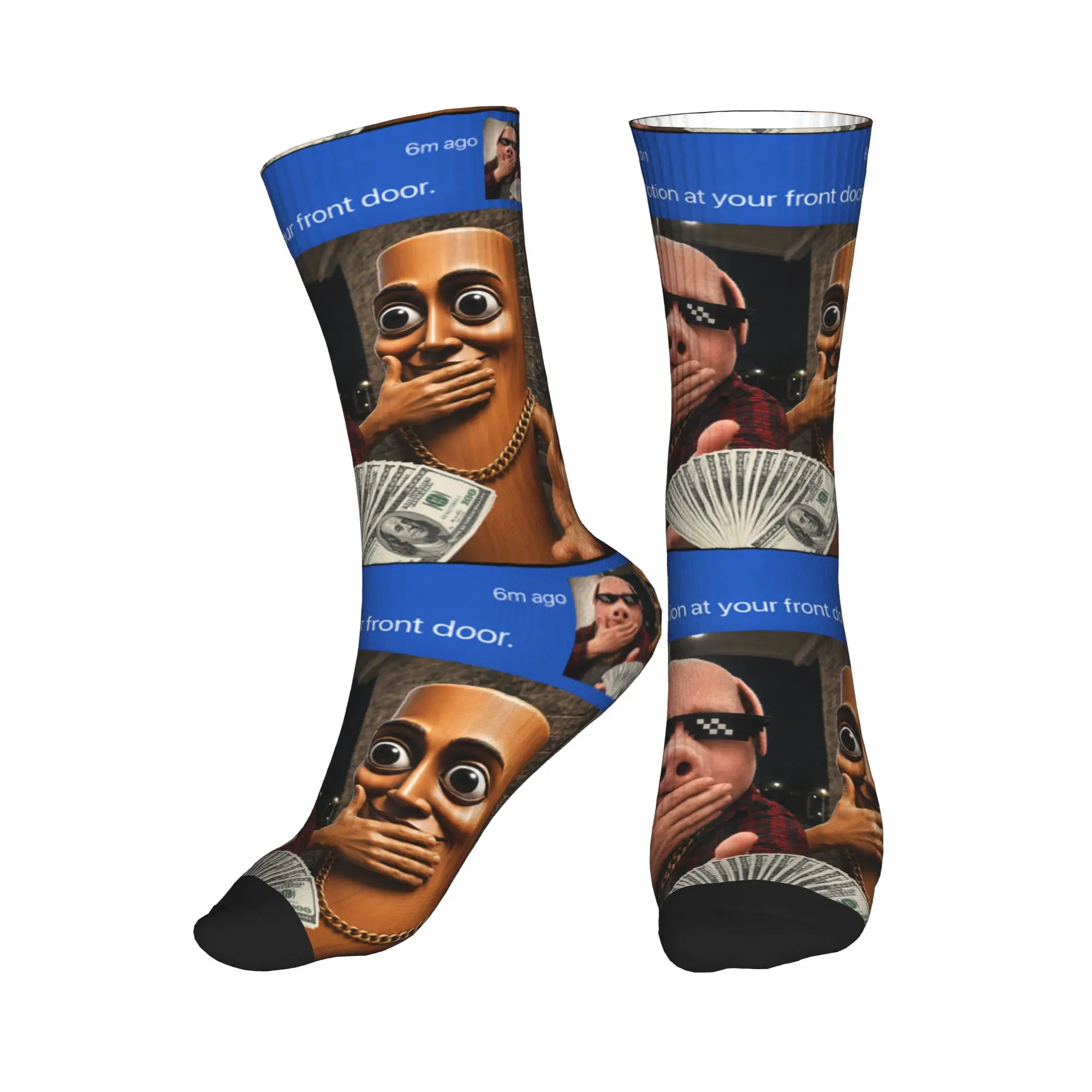 Motion Scuba Tung Tung Sahur John Pork Stockings  Graphic Fashion Socks Winter Anti-Slip Socks Unisex Men Running Quality Socks