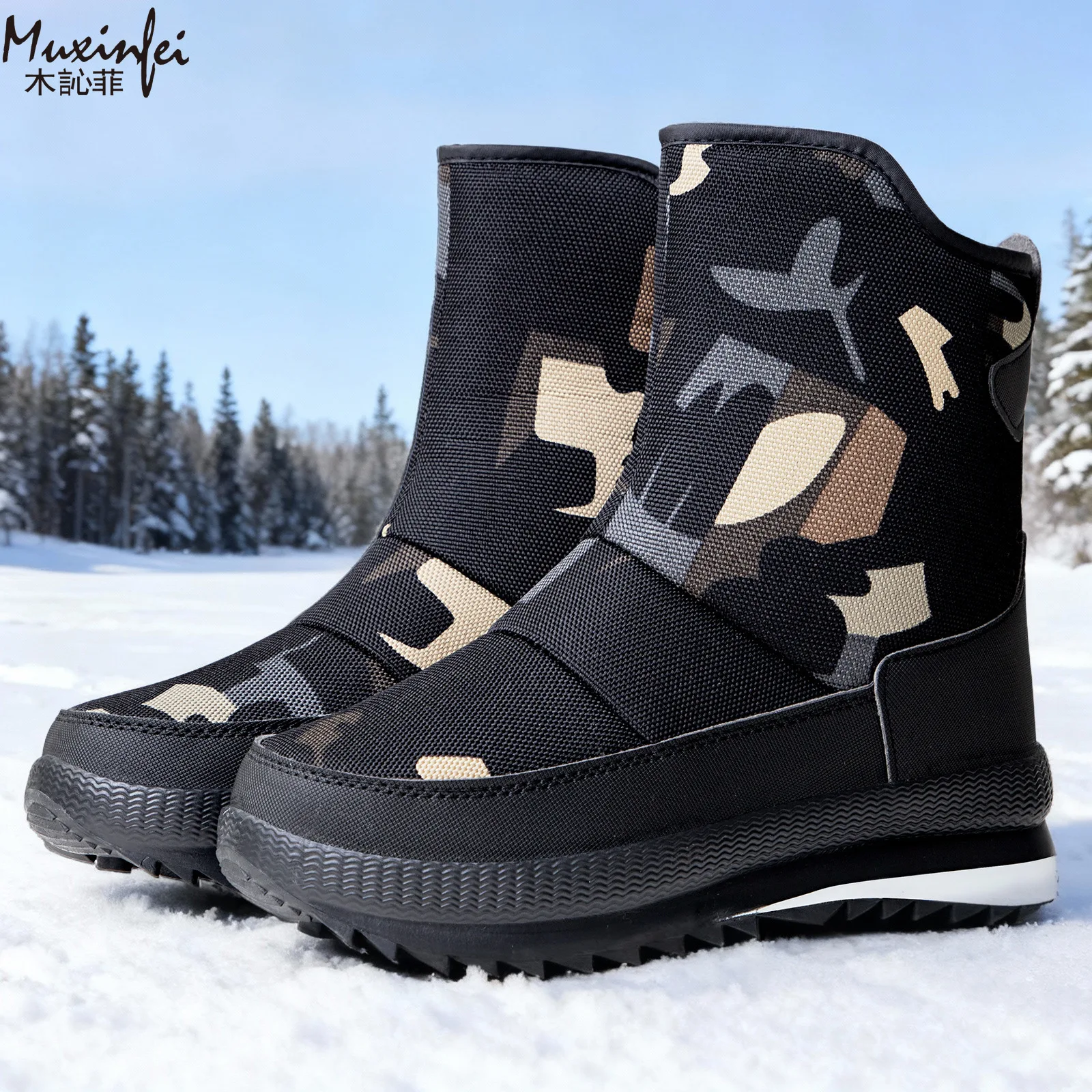 

Men's winter snow boots, oversized cotton shoes, EVA men's shoes with plush and thick cotton boots, outdoor warm men's boots