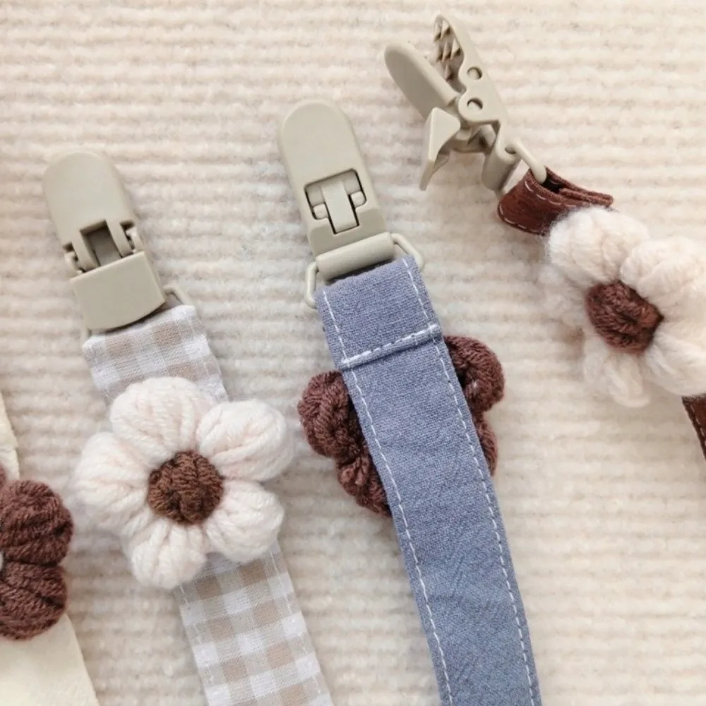 

Retro Cute Flower Dummy Nipple Holder Plastic Plaid Baby Pacifier Chain Colorful Anti-drop Embroidery Pacifier Clips Girls