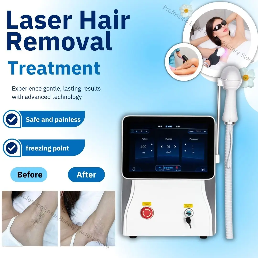 

2025 808nm 755nm 1064nm Diode Laser Hair Removal Machine Alexandrit Permanent Removal Cooling Head Painless Laser Epilator