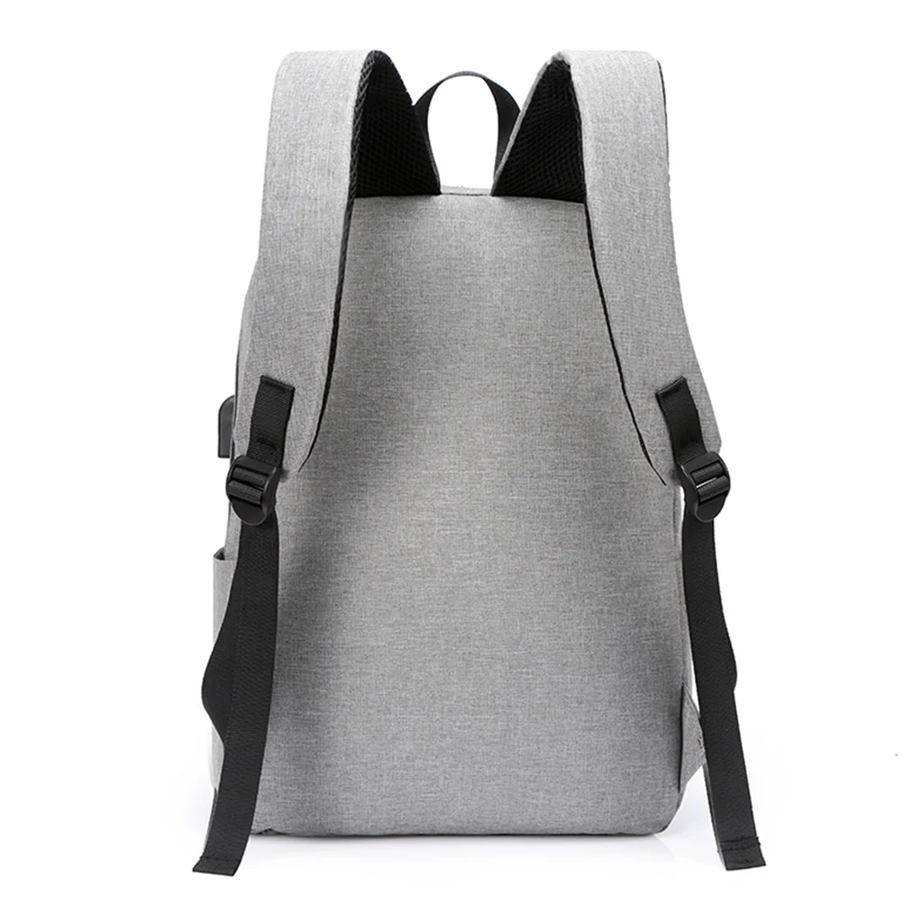 1Pcs USB Student Backpack Casual Schoolbag Large Capacity Unisex Laptop Bag Waterproof Oxford Cloth Daypack Adjustable Straps