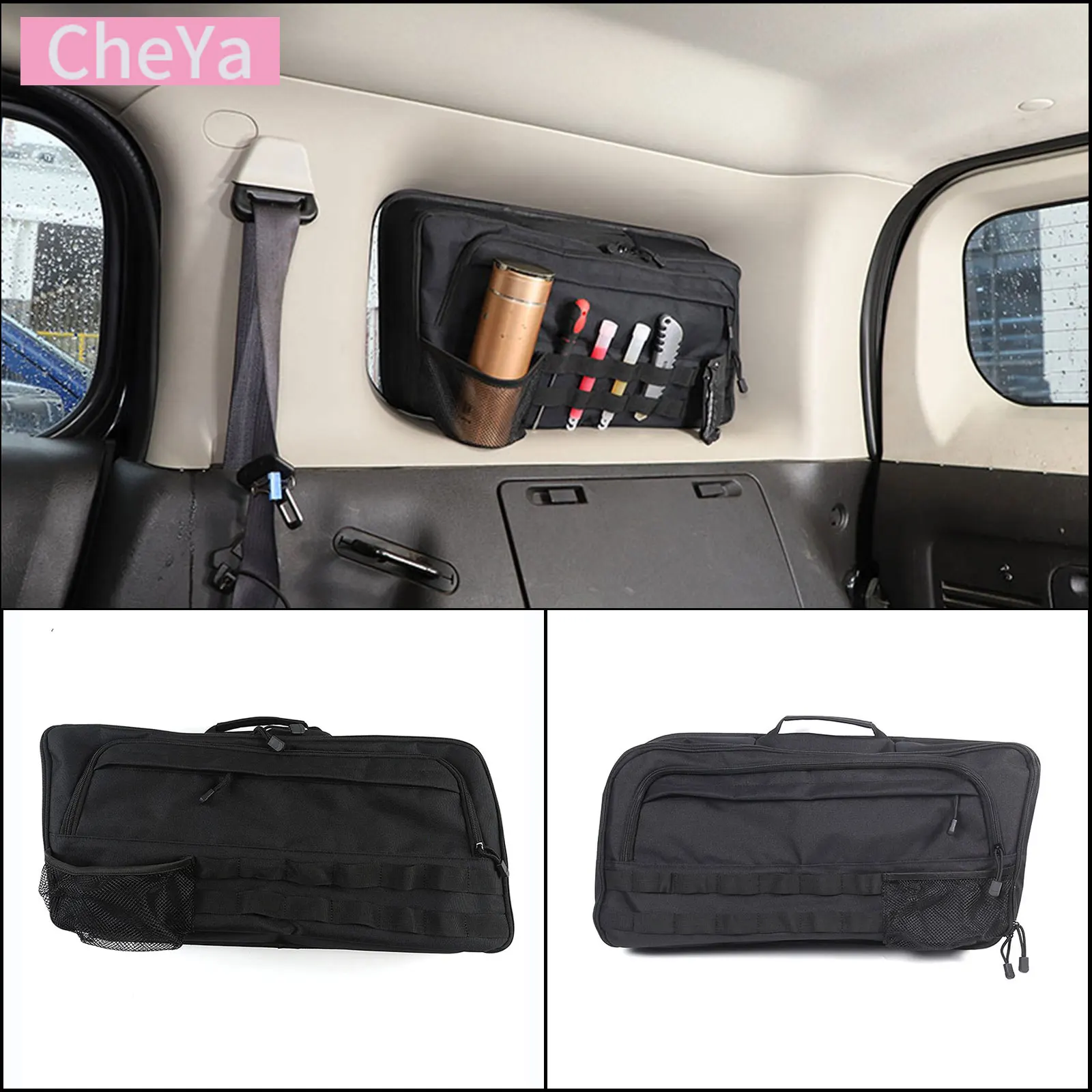 

cheya Rear Window Multi-function Storage Bag for Hummer H3 2005-2009 Car Trunk Oxford Cloth Adsorption Bag Accessories