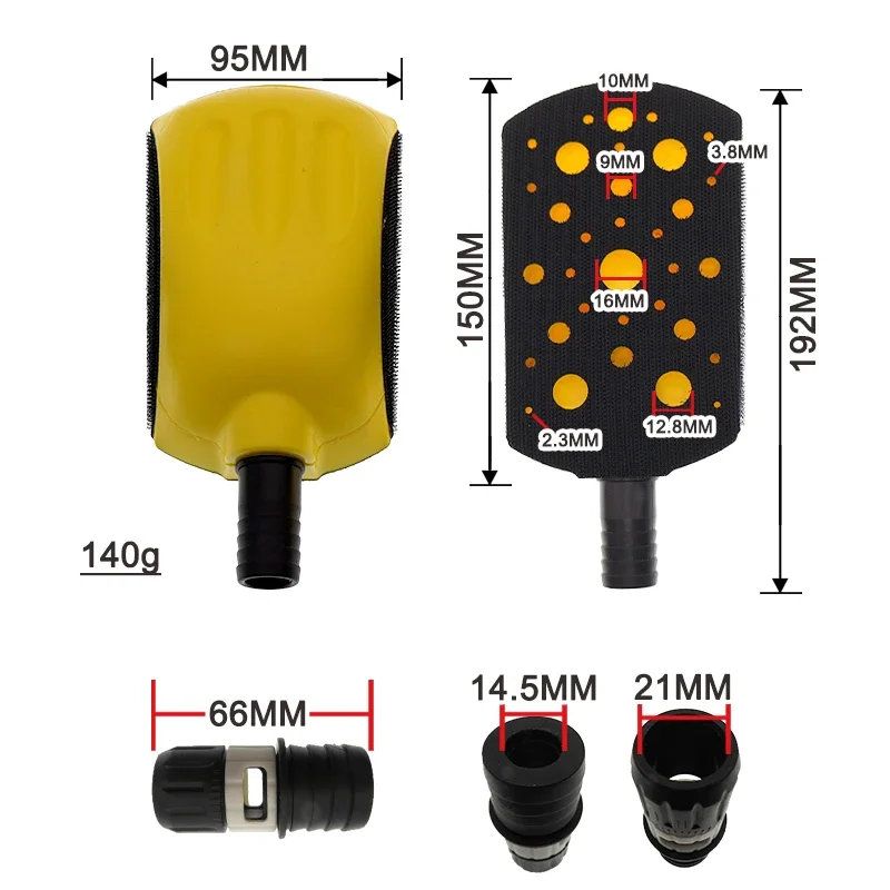Dust-free Pad for Polishing in Auto Body Paint Woodworking 6 Inch Vacuum Hand Sanding Block, Hook and Loop Sanding Holder