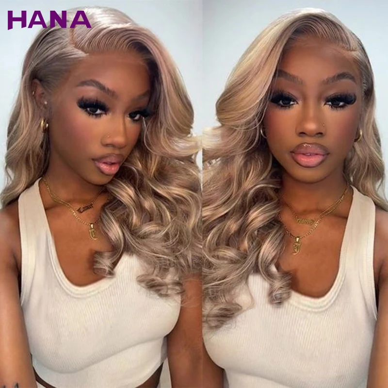 Highlight Ash Blonde Colored HD Lace Front Wig Bleached Knots 5X5 Lace Closure Wig Pre-Plucked Human Hair Wig For Black Women