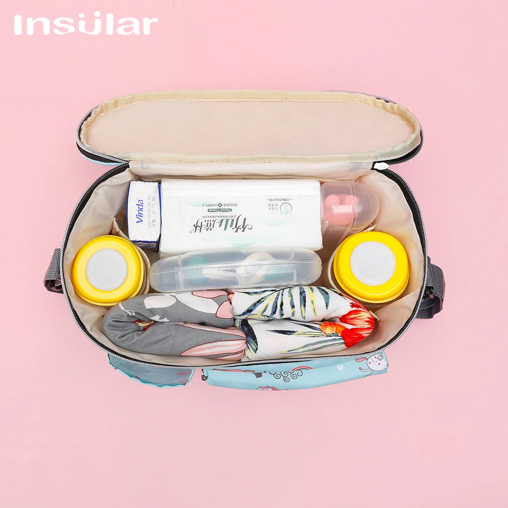 INSULAR Baby Diaper Bags Toddle Travel Packages Mommy Nappy Packs Stroller Buggy Pram Baskets For Bottle Cups Multi-functional