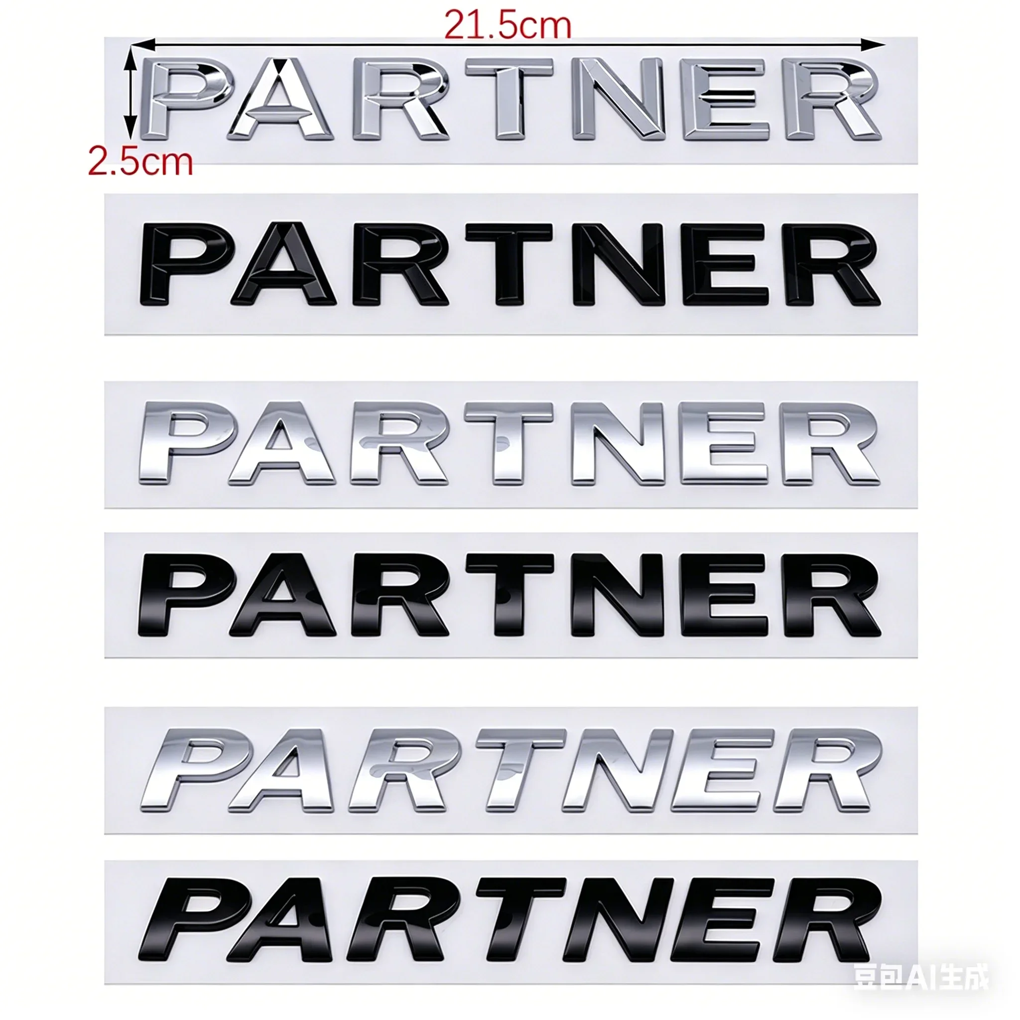 OK 3D Silver Black Partner Letter Logo Car Emblem Badge Rear Trunk Body Sticker Auto Exterior Styling Decal Accessories