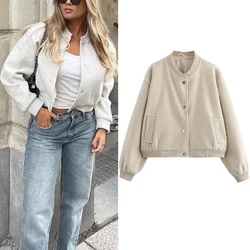 TRAF Women Jacket Long Sleeves Button Pocket Lady Coat New In 2024 Spring Summer Fashion Casual Elegant Office Women Clothing