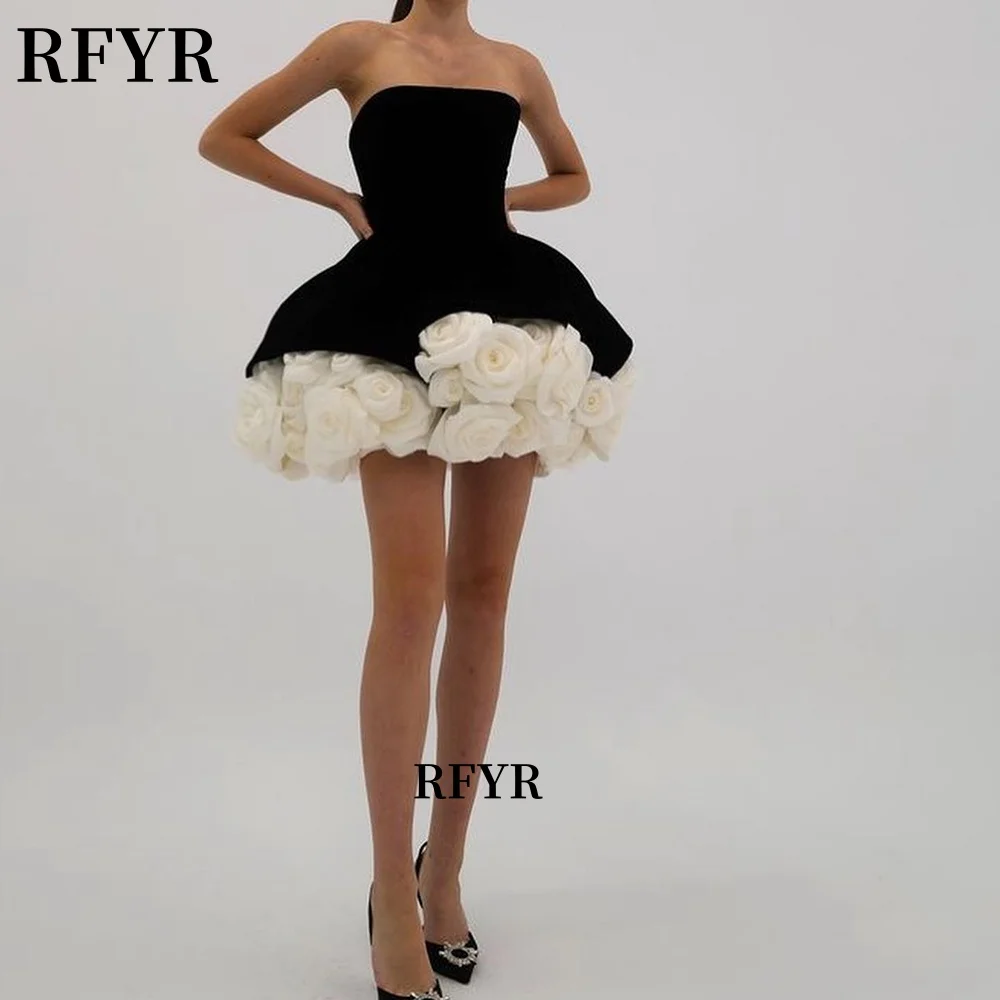 

RFYR Mini Prom Dress 3D Flowers Party Dress for Women فساتين مناسبة رسمية Elegant Celebrity Gala Dress Customized