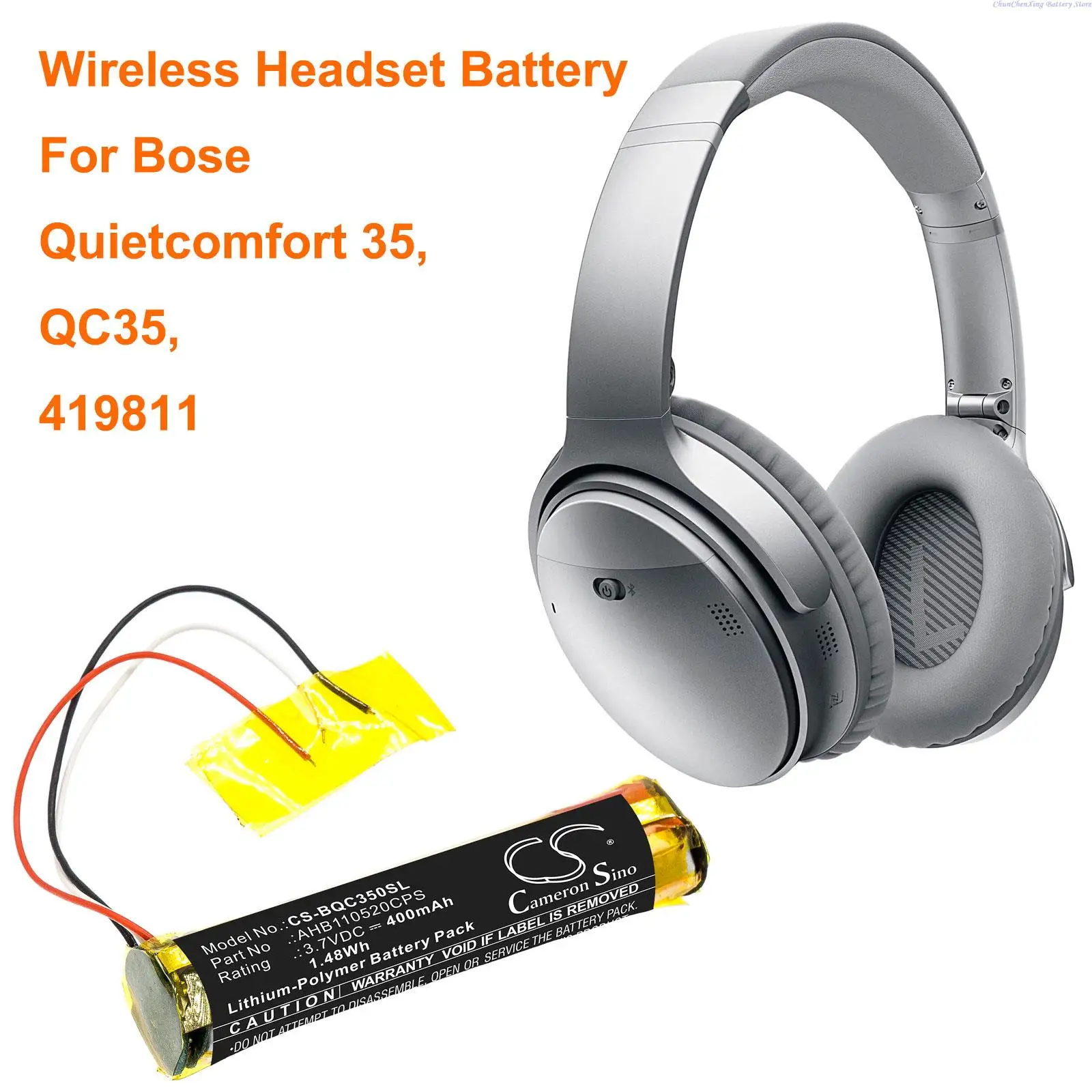 

Cameron Sino 400mAh Wireless Headset Battery AHB110520CPS for Bose 419811, QC35, Quietcomfort 35