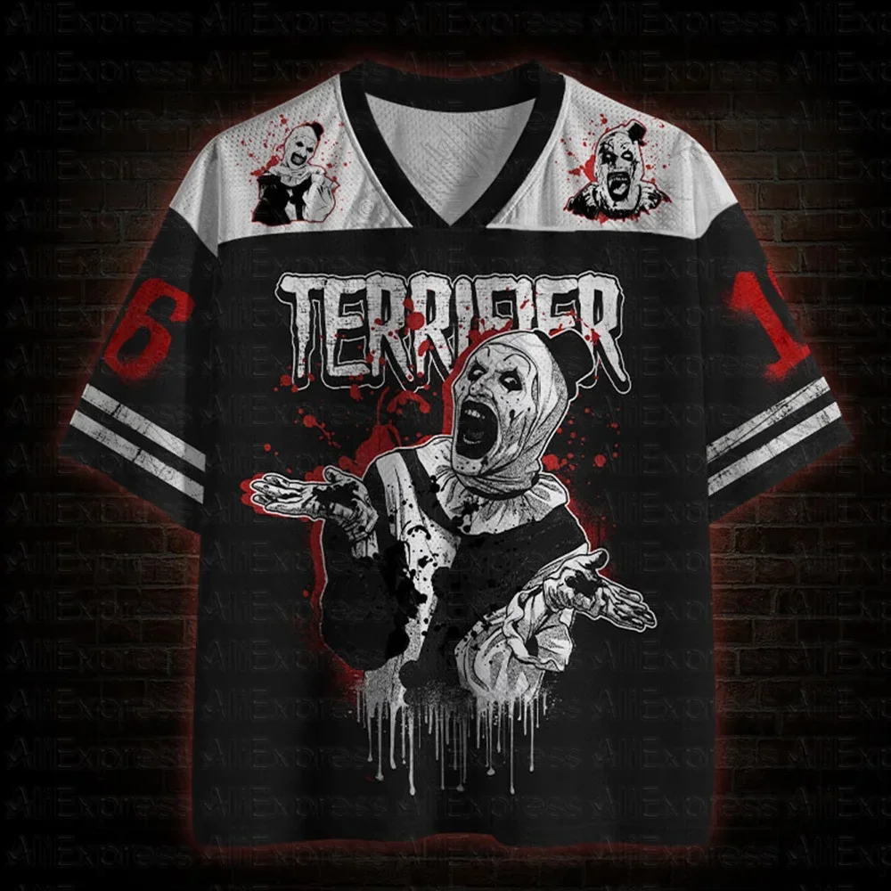 Coole Streetwear im Gothic-Horror-Stil, 3D-Druck, feuchtigkeitsableitendes V-Neck-Shirt für Männer und Frauen, Streetwear für Eltern und Kinder – Detail 6