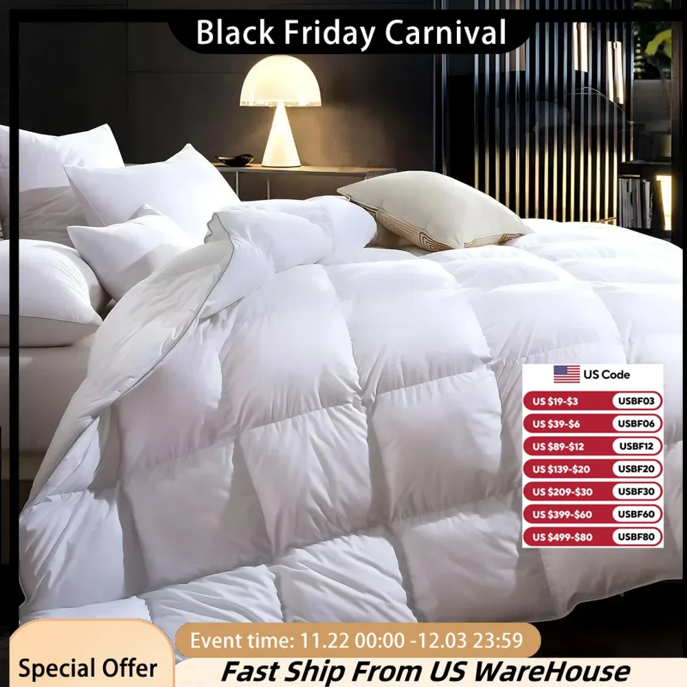 Duvets Down Comforter, Ultra Soft Down Material, All Season Down Comforter, Large Size Comforter, Fluffy and Comfortable