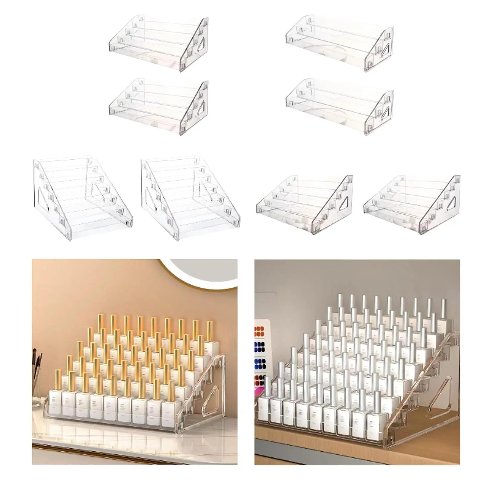 2 قطعة رف طلاء الأظافر طبقات عرض الرف الزيوت الأساسية شفافة منضدية الاكريليك حامل أحمر الشفاه عرض المدرجات المنظم #3