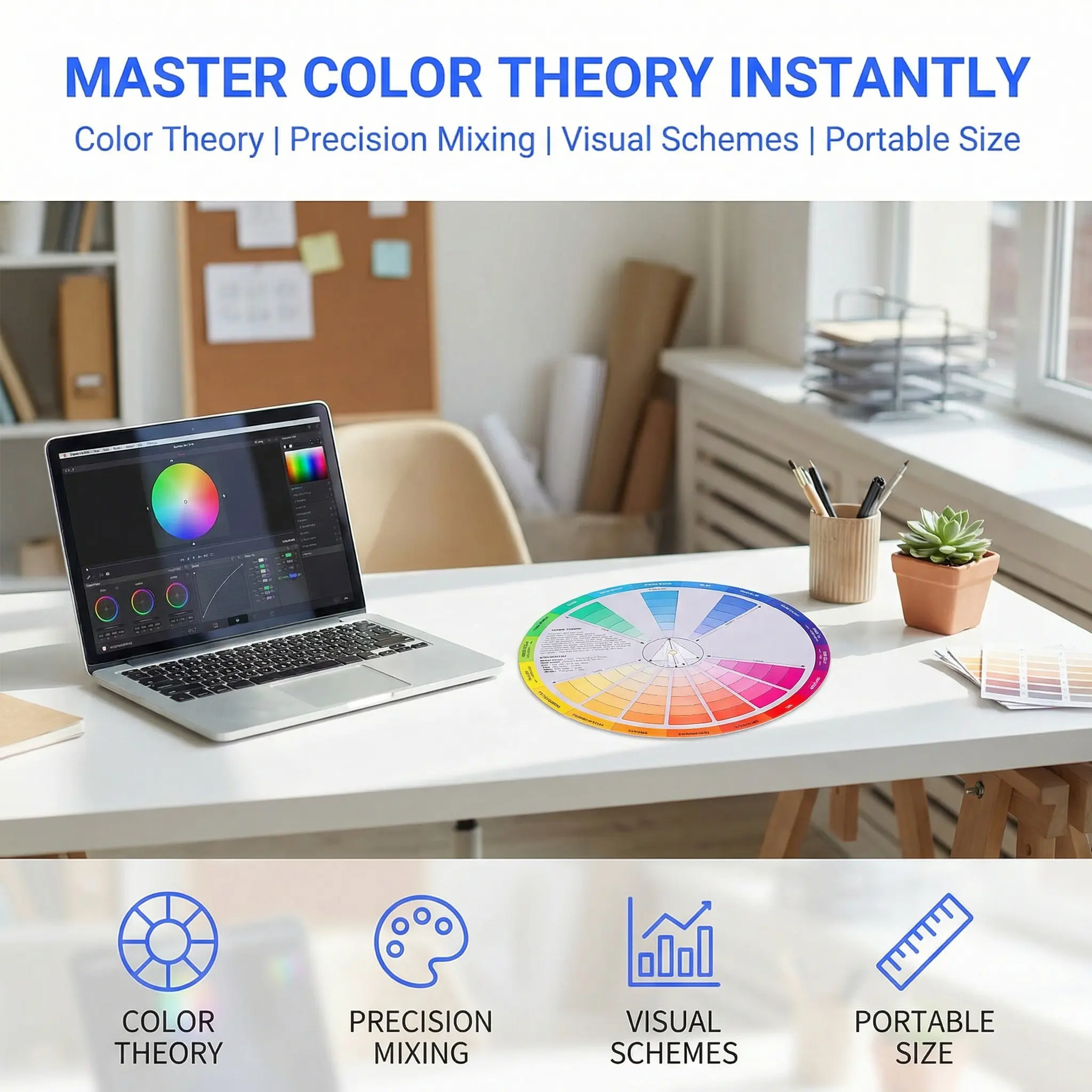 Color Wheel Chart Creative Rotation Board Tool Easy Color Relationships Learning for Nail Art Tattoo Painting Supplies
