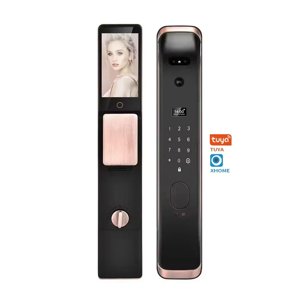 Dual Lithium-ion Battery Electronic Mortise Tuya WIFI Face Recognition Smart Door Lock with Camera