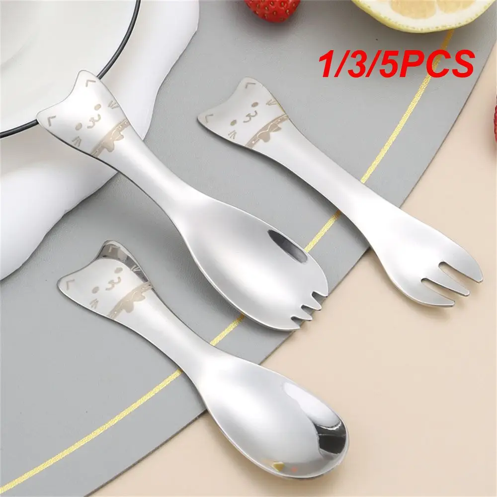 1/3/5PCS Coffee Spoon Cat Pattern Cookware Creative Kitchen Flatware Dessert Spoon Children Baby Cute 304 Stainless Steel