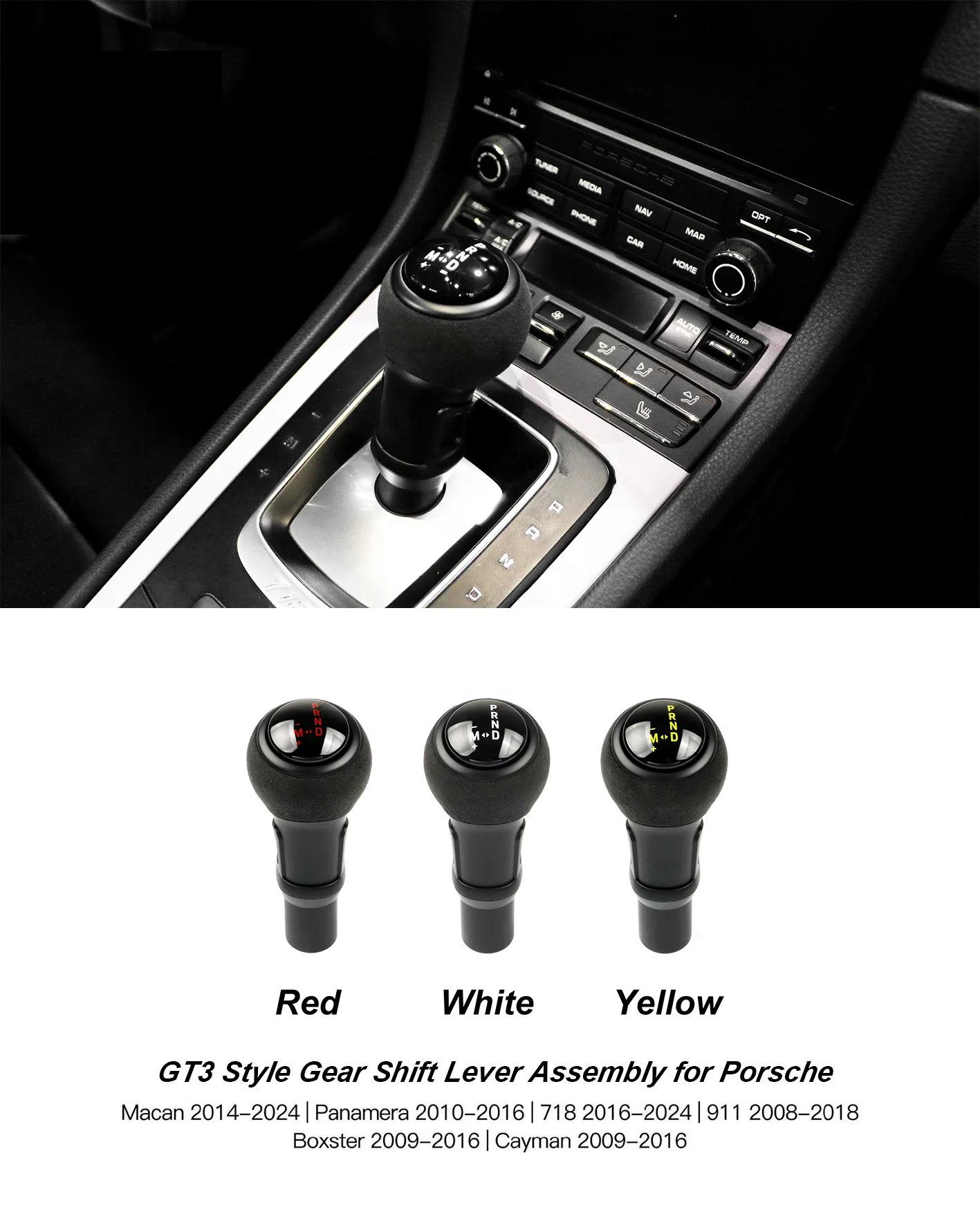 GT3 Style Shift Bar Assembly for Porsche Macan Panamera Boxster Cayman Carrera 95B 970 981 718 911 Interior Upgrade
