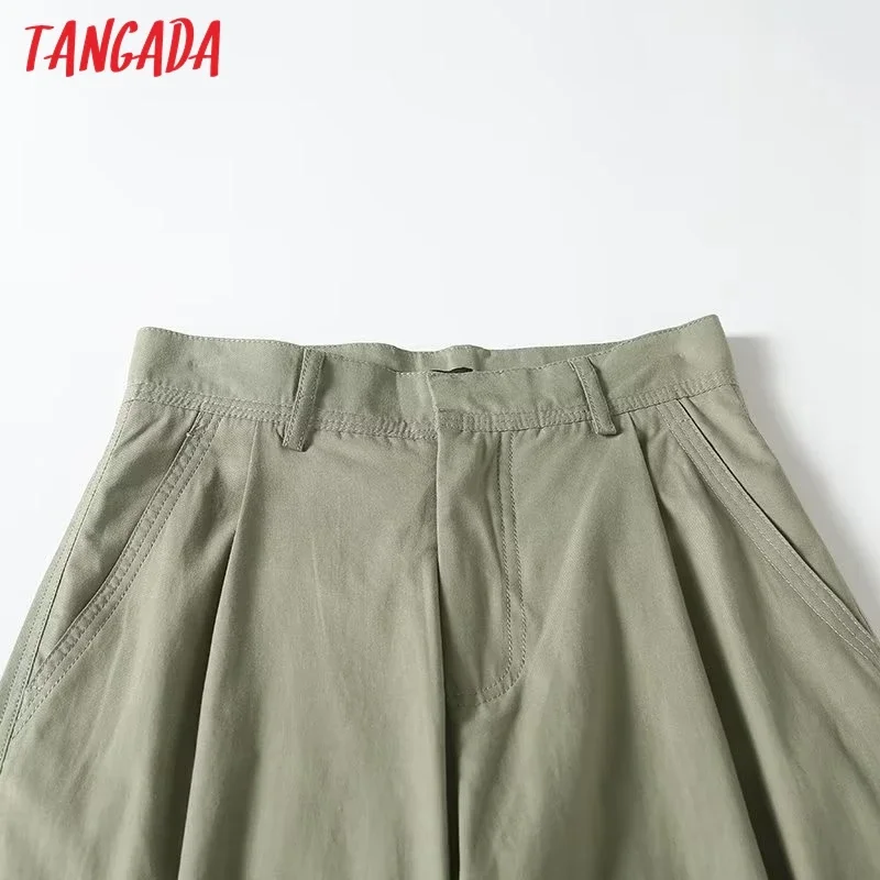 Tangada 2024 Spring Summer Women Cotton Pants Vintage High Waist Female Loose Long Trousers 4C408