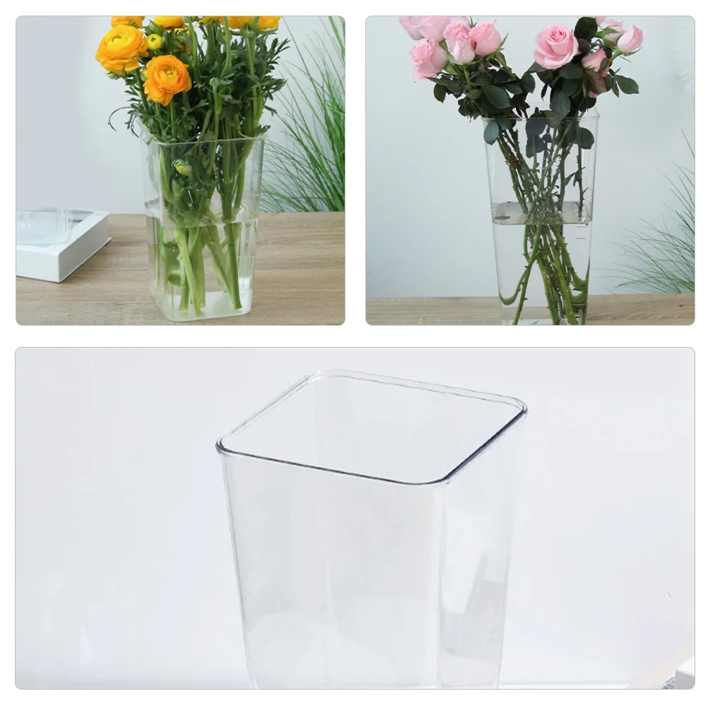 

M Flower Bucket Acrylic Clear Floral Arrangement Vase for Home Office Balcony Decor Modern Table Flower Holder Storage Container