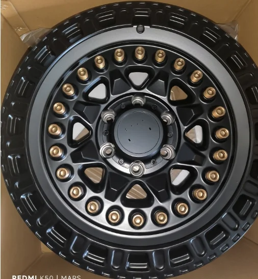 17 Inch Beadlock Off Road Alloy Wheels Black/Gunmetal/Bronze Multi Spoke Triangle Rivet Style Multiple PCD 4x4 SUV Pickup Rims
