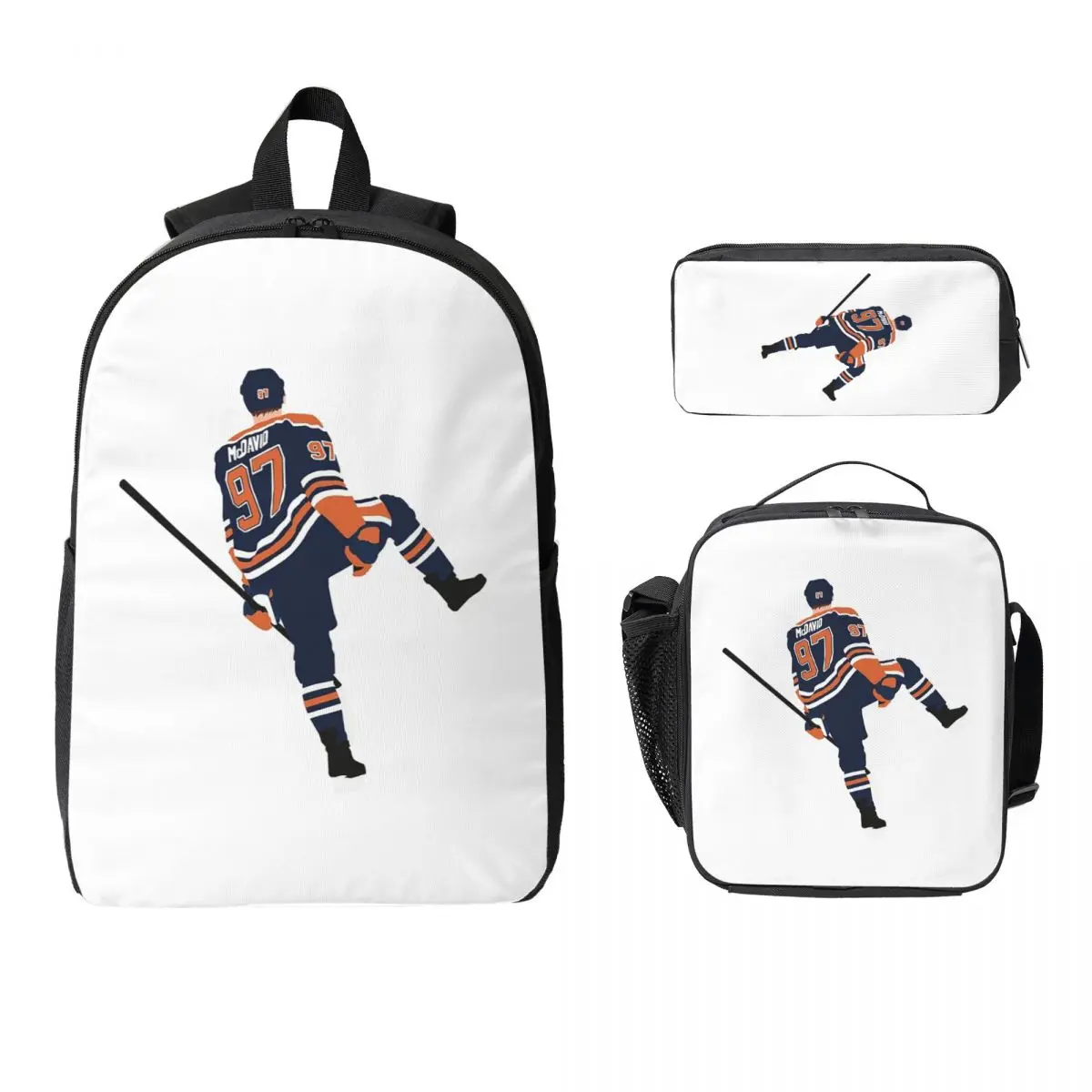 

Connor McDavid 97 For Edmonton Oilers Fans Backpack Student Boys Girls BookBag School Ba 3ps Insulated Lunch Bag Pencil Case