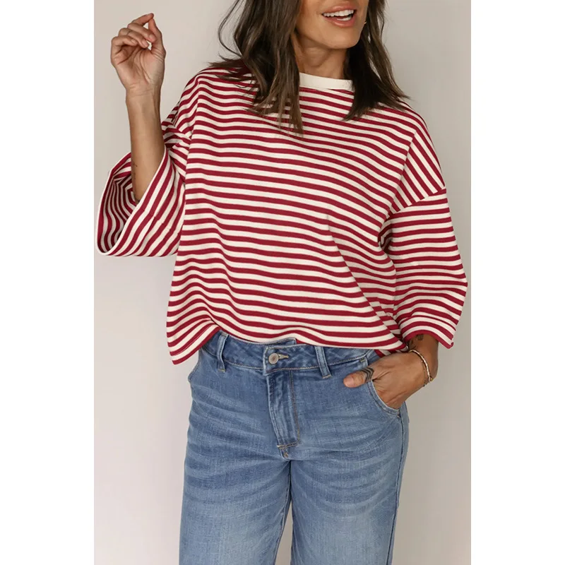 Faionable 2025 femmes rondes Ne pull T-shirt coupe confortable décontracté Sle haut pour femme matériel de qualité