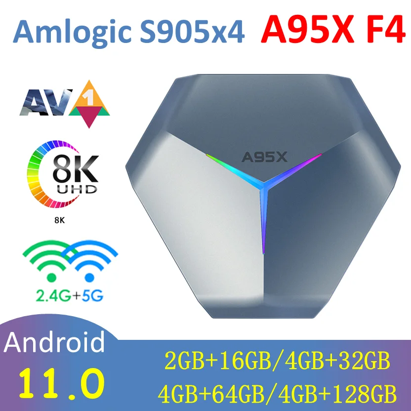 TVBOX A95X F4 ТВ-приставка Android 11 Amlogic S905X4 4 ГБ 64 ГБ 2,4 г/5 г Wi-Fi BT 4 8k Hd IPTV Set Top Box TVBOX A95X F4 ТВ-приставка Android 11 Amlogic S905X4 4 ГБ 64 ГБ 2,4 г/5 г Wi-Fi BT 4 8k Hd IPTV Set Top Box