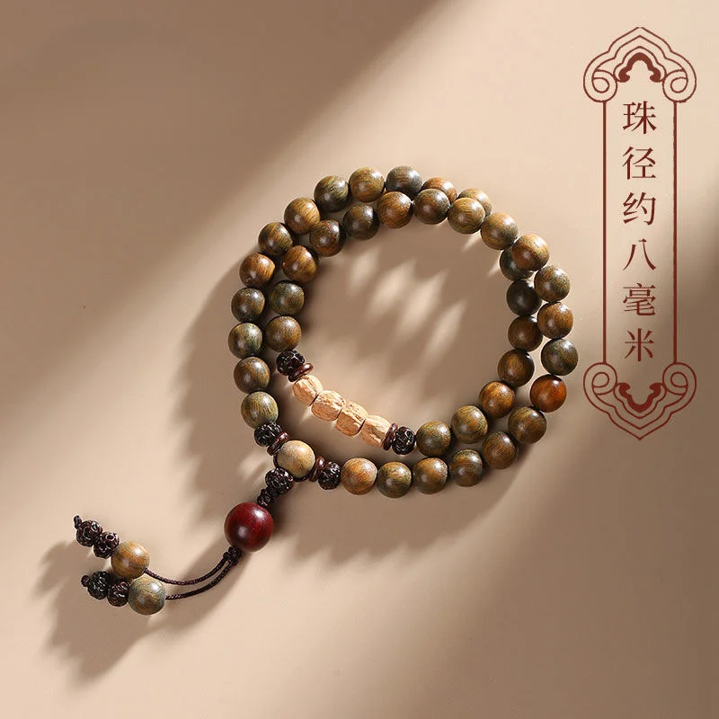 UMQ Original Old Materials Green Sandalwood Beads Bracelet Student Sandalwood Passion Fruit Seeds Wooden Handheld