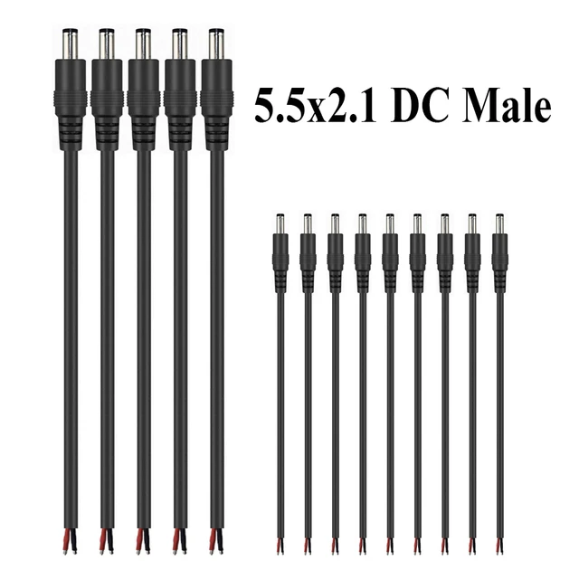 DC12V 16AWG Male  connector 70cm length 5.5 x2.1nn  200pcs