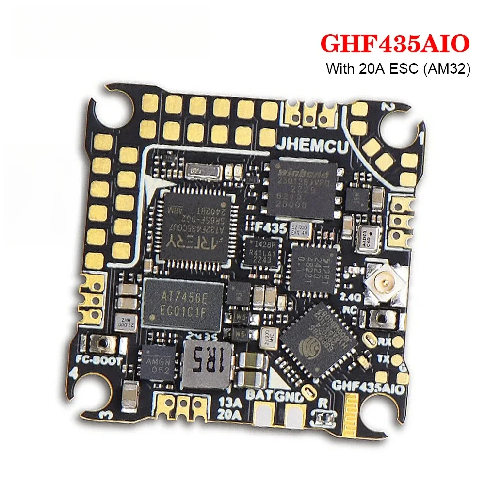 SmCpFor JHEMCU GHF435AIO With 20A ESC (AM32) 2-4S OSD Baro Blackbox 16MB GPS Built-in ELRS 2.4G CRSF For RC FPV Drone