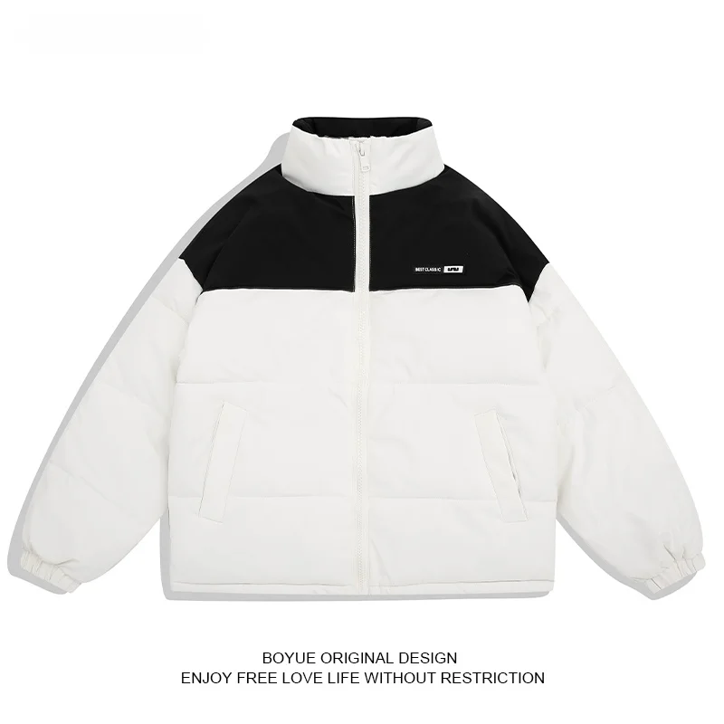 

Boyue Thiened down Jaet Hooded ex Winter Coat Color Blo Bread Sle Faionable Youth Warm Outerwear for Couples