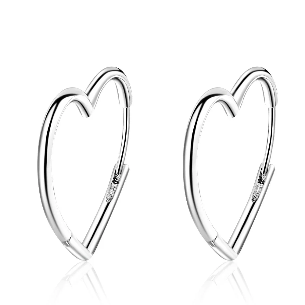 

925 Sterling Silver Gold Heart LOVE Hoop Earrings For Women Wedding Elegant Luxury Jewelry Wholesale Accessories Jewellery