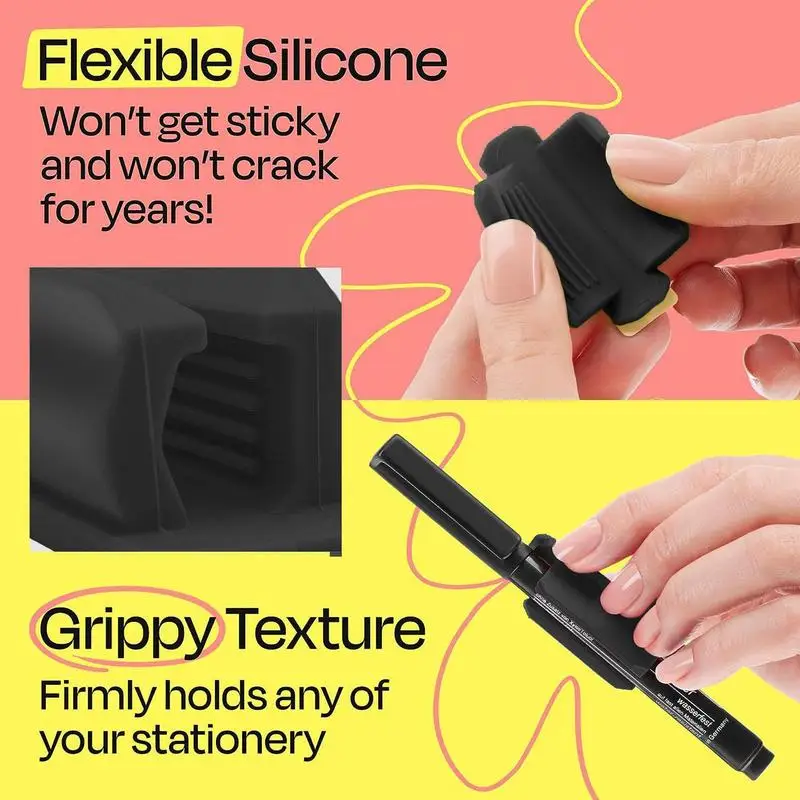 Portalápices de silicona de 5 piezas, cubierta adhesiva para bolígrafo, Clips, papelería de aprendizaje, suministros escolares, accesorios de escritorio, herramientas de escritura seguras para niños